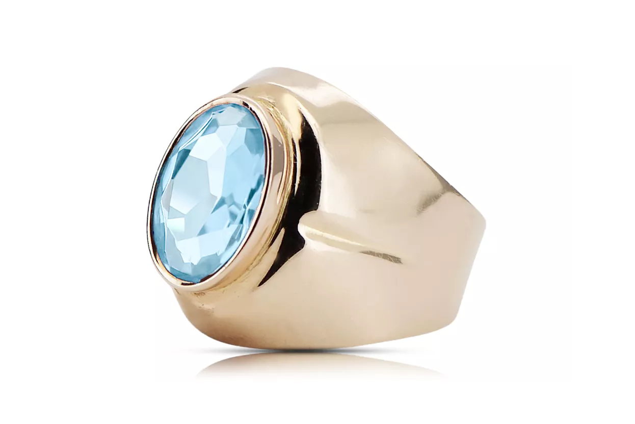 Aquamarine Original Vintage 14K Rose Gold Ring Vintage style vrc296r